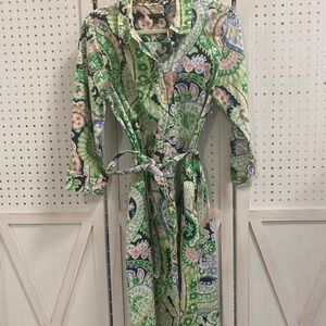 Talbots Pink and Green Belted Dress